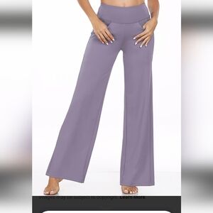 Athleta Lavender Wide-Leg High-Waist Pants Open In End Wide Leg
